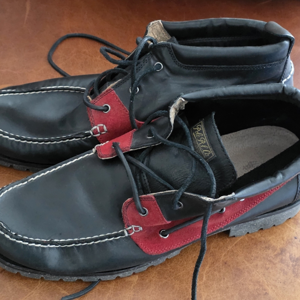 Polo by Ralph Lauren Men's Black and Red Boots